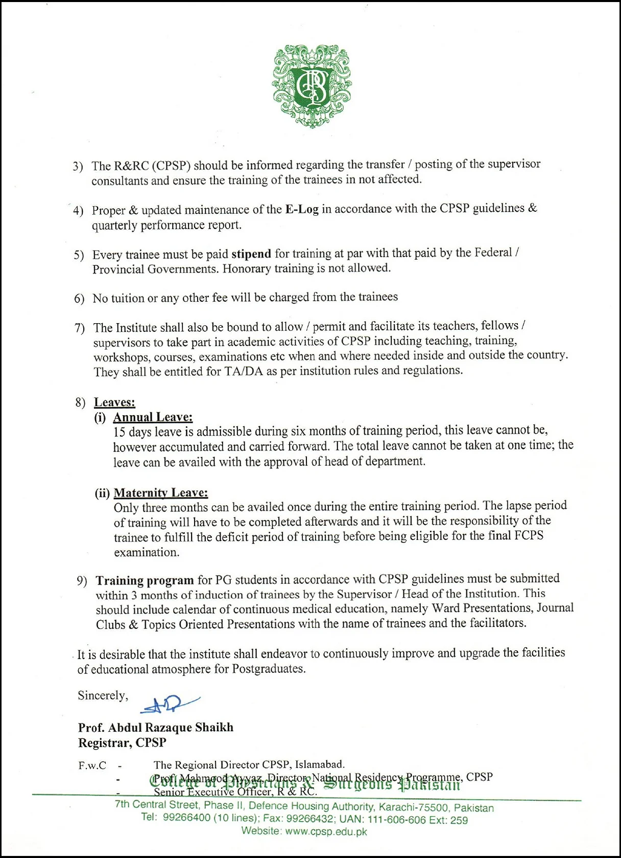 Accreditation Letter 2 NUST School of Health Sciences Medical College, Pakistan